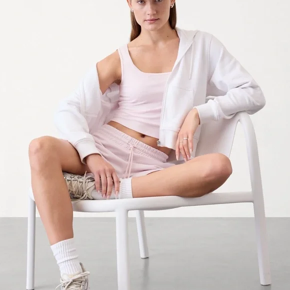 NEW Athleta Pink Signature Rib Square Neck Crop Tank - Picture 2 of 3